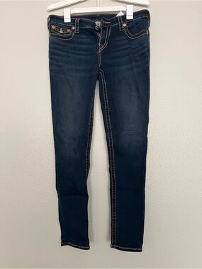 True Religion Dark Indigo Skinny Jeans with Contrast Stitching